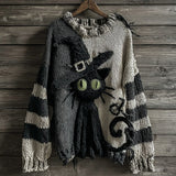 New Coarse Needle Cloth 3D Digital Printing Men's And Women's Round Collar Collar Knitting Striped Coat Women's