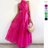 Summer New Leisure High-End Feeling Sleeveless Waist Swing Gentle Wind Dress Women's Long