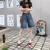 Toloer Hong Kong Style Wide-Leg Denim Shorts Women's Summer 2023 New Loose Straight Leg Five Split Pants High Waist Show Thin