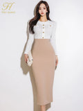 Han Queen 2024 New Set Woman 2 Pieces Elegant Knitted Tops And High Waist Bodycon Pencil Skirts Korean Office Women's Suits-Outfit