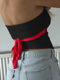 Tie Strap Black Bandeau Top-Outfit
