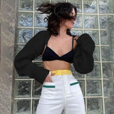 Sexy Striped Line Ribbed Knitting Shawl Sweater Cropped Women Cardigan Long Sleeve Scarf Streetwear 2021 Autumn