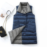 Autumn And Winter New Korean Version Loose Inclined Pocket Stand Collar In The Long Down Jacket Vest Winter Horse Clip Vest Tide-Outfit