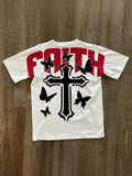 T-Shirt Y2K Hip-Hop Letter Retro Cross Graphic Print Oversized T-Shirt Men's Round Neck Cotton Short-Sleeved Shirt-Outfit