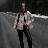 Women's Jacket Thin Parkas Coat Button Vintage Fashion Outwear Pocket Blue Coat Winter Autumn Ladies Oversize Bomber