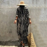 Toloer And White Tie-Dyed Cardigan Beach Dress Bikini Blouse Swimsuit With Cardigan Sunscreen Holiday