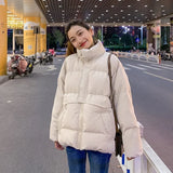Crriflz ladies winter solid down Jacket women oversize loose coat stand-up collar thick warm causal chic parka 2022 new