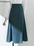 Temperament Skirt Women 2023 Faldas De Mujer High Waist Slim Fit Summer Korean Midi Jupe Patchwork Irregular Pleated