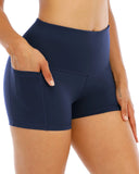 Women's High-Waisted Yoga Three-Point Belt Pocket Running Training Tight Quick-Dry Elastic Fitness Shorts-Outfit