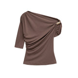 Homemade New Women's Clothing Fashionable Asymmetric Nylon Top