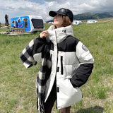 Down Cotton Jacket Female 2024 Winter New Medium And Long Version Of Korean Lovers Students Overalls Cotton-Padded Jacket Plus Thick Coat Tide-Outfit
