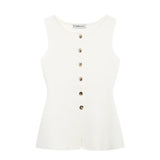 Women's Clothing 2025 Autumn And Winter New Fashion Vest Gold Button Flat Needle