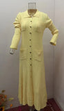 Solid Color Clasp-Buttoned Knitted Long Dress In Autumn