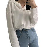 Toloer T-Shirt Hooded Female 2024 Autumn Dress New Korean Version Of Loose Plus-Size Button Bottom Shirt Thin Top To Wear-Outfit