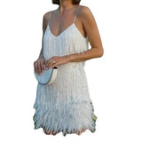 Summer New Fashion Tannegous Leash Feather Splicing Dress Color Dress Dress Direct