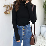 Toloer Turtleneck Bottom Shirt Women Autumn And Winter Pure Color Long Sleeve T-Shirt Women's New Korean Version Slim Slim Versatile