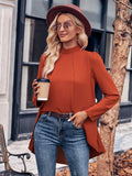 Toloer Autumn And Winter Casual Women's Wear Trend Solid Color Half High Collar Long Sleeves Fake Two Shirts Women-Outfit