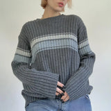 Striped Ribbed Downtown Sweater-Outfit