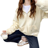 Women In Hoodie Spring 2023 New Korean Version Of Student Girls' Cardigan Small Coat Spring And Summer Loose Hooded Girl-Outfit