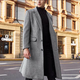 2023 New British Men's Long Trench Coat Woolen Coat Wish Men's Woolen Coat-Outfit