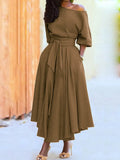 Collar Lace-up Waist-controlled Temperament Pure Color