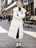 Coat Women White Long Hooded Parkas Coat Clothing 2023 Winter New Fashion Pink Black Loose Thick Warmth Bread