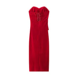 Knotted Tectared Dress 2025 Spring And Summer Party Body-Outwear Fan Flute