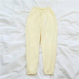 Summer Autumn Women Harem Pants Cotton Beige Elastic Waist Sweat Pants