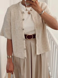 Women's Casual Pure Color Short-Sleeved Knitted