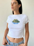 Women's Y2K Vintage Retro Long Sleeve Cherry/Cake Print Crew Neck Spring Fall Slim Fit Tops Aesthetic Grunge T-Shirts-Outfit