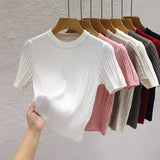Sweater Woman 2025 Spring And Summer New T-Shirt High-End Design Sense With Knitted Shirt Pure Desire