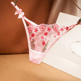 embroidery hollow mesh transparent thong women's sexy ultra-thin panties Thong Panties Sexy