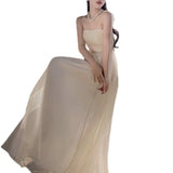 / Summer 2023 New Pure Color Pleated New Chinese Style Atmosphere Temperament Elegant Waist Sling Skirt-Outfit