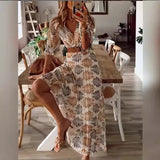 Toloer Summer Women's New V-Neck Print Folding Holiday