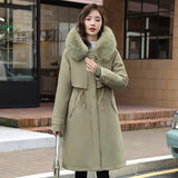 Detachable Cotton-Padded Clothes To Overcome The Female Winter 2024 New Live Live Face Long Over The Knee Thick Cotton Clothes-Outfit