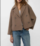New Women's Big Collar Hair, Short Thick Long-Sleeved Coat