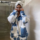 Beyouare 2020 Autumn Winter Lamb Wool Coat Women's Jacket Fleece Shaggy Warm Oversize Overcoat Outerwear Casual Big Pockets
