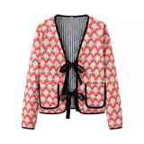 Women's Collar Print Quilt Cotton Long Coat