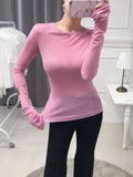 Toloer Generation Of South Korea East Gate Sexy Soft Waxy Micro Temptation Slim Thin Round Collar Bottom Shirt T Shirt Jacket-Outfit