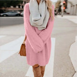 Plus Size Long Sweaters Plush Bat Sleeve Women Oversized Knitted Dress Chirstmas Sweater Dress Autumn Winter Jumper