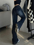 Washed Low Waist Flare Jeans-Outfit