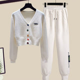 Toloer Summer Fashion Suit Female Net Red New Short Sweater Sweater With Sweatpants Casual Two Sets-Outfit