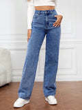 Burst Elastic Water Wash Denim Fashion Straight Trousers Trousers Trousers Trousers