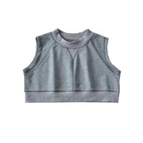 Trend Women's Vest Leisure Sports Style Solid Color Short Style Comfortable Soft Small Tall Yoga Blouse-Outfit