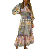 New Women's Temperament Commuting Print Painted Long-Sleeved Fashion