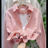 Sweet Little Solo Collar Shirt Women's Spring And Autumn Korean Version Of Loose Casual Shirt Top Short