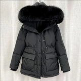 2022 Oversized Cotton Padded Jacket Parka Big Fur Collar Winter Down Jacket Women Thick Warm Parkas Female