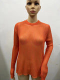 Toloer / Summer 2023 New Hot Selling Long-Sleeved Round Collar Thin Breathable Knit-Outfit