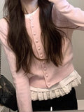 Windish Small Wool Knitted Cardigan Women's Autumn And Winter Round-Neck Long-Sleeved Bottom Shirt Short Repair Inside The
