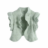 Ardm Sweet Fashion Ruffle Trims Cropped Vest Woman Sweater Vintage Sleeveless Female Waistcoat Chaleco Mujer Chic